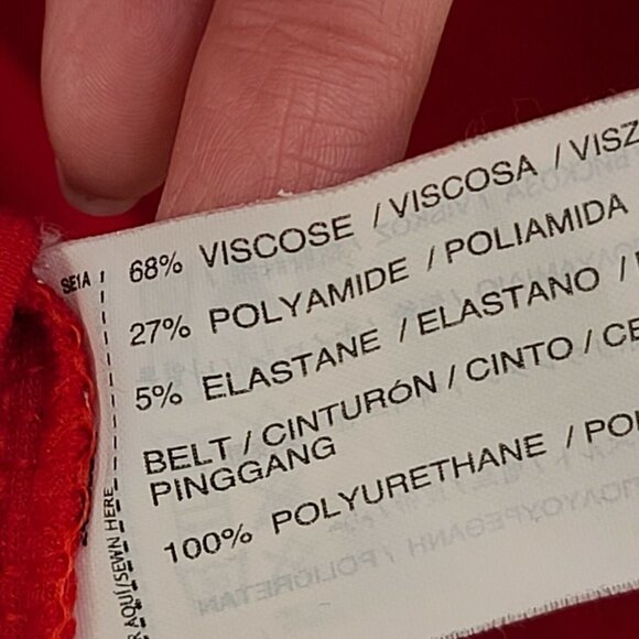 MNG Suit Dress Women XS Red Knit Fitted Sheath Square Neck Stretch Career Office - Picture 11 of 12